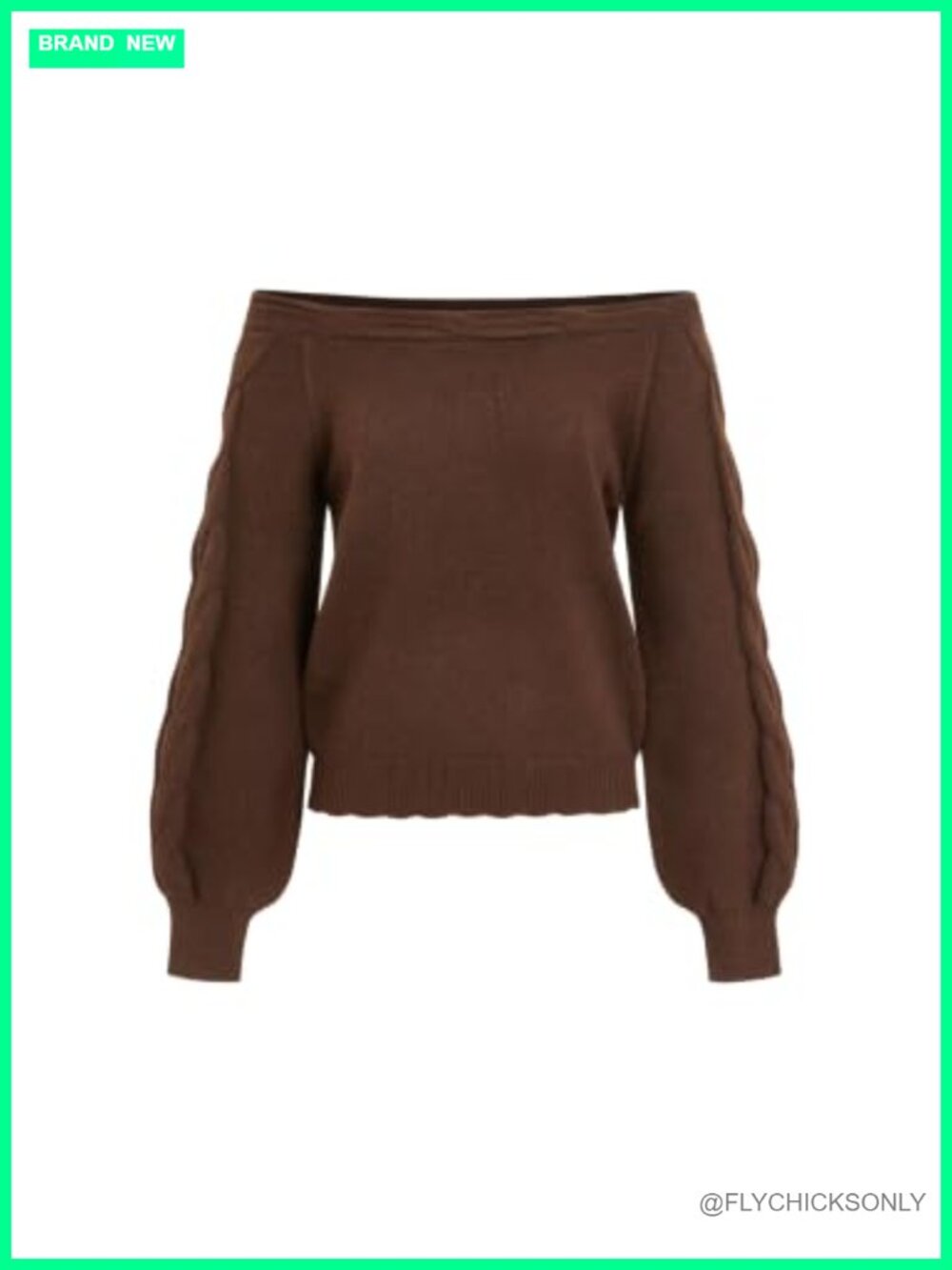 CIDER Off the Shoulder Cable Knit Cropped Sweater Pullover Women's